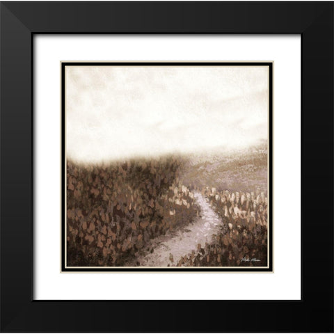 Field Blossom Illusion Abstract Black Modern Wood Framed Art Print with Double Matting by Marcon, Michael