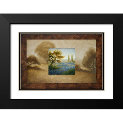 Field of Blue Black Modern Wood Framed Art Print with Double Matting by Marcon, Michael