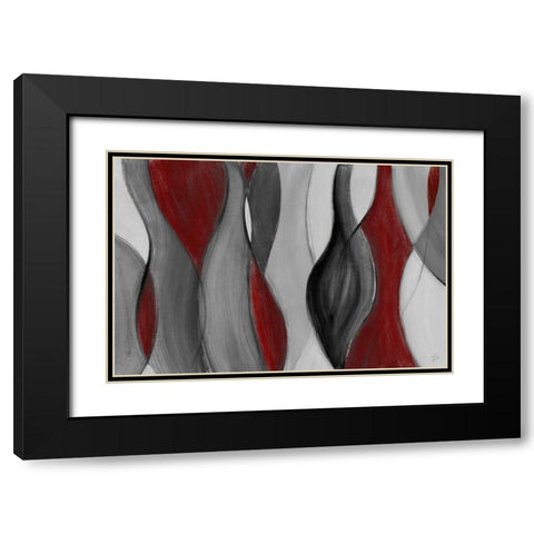 Coalescence - red gray black Black Modern Wood Framed Art Print with Double Matting by Loreth, Lanie