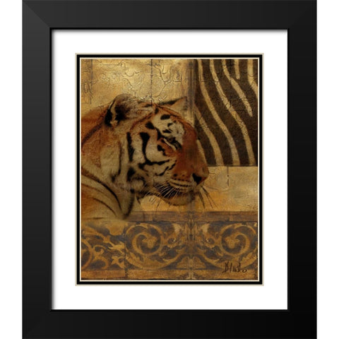 Elegant Safari II-Tiger Black Modern Wood Framed Art Print with Double Matting by Pinto, Patricia