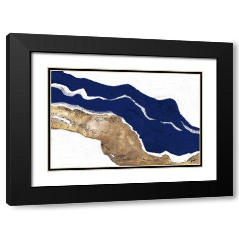 Navy and Gold Tierra I Black Modern Wood Framed Art Print with Double Matting by Pinto, Patricia