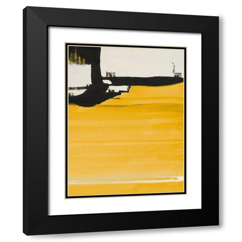 Yellow Abstract Vertical II Black Modern Wood Framed Art Print with Double Matting by Urban Pearl Collection, Llc