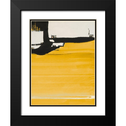 Yellow Abstract Vertical II Black Modern Wood Framed Art Print with Double Matting by Urban Pearl Collection, Llc