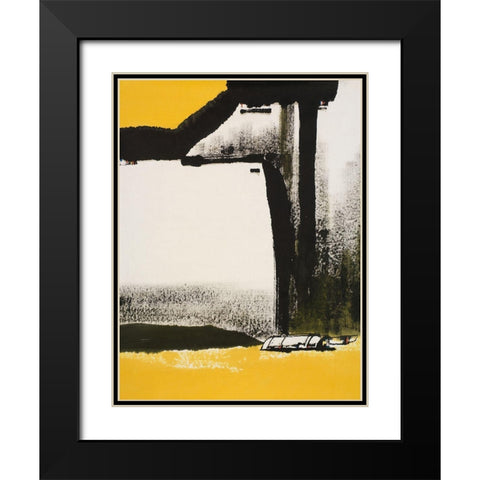 Yellow Abstract Vertical I Black Modern Wood Framed Art Print with Double Matting by Urban Pearl Collection, Llc