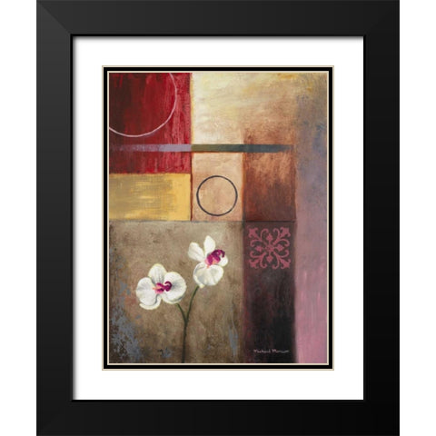 Flowers and Abstract Study I Black Modern Wood Framed Art Print with Double Matting by Marcon, Michael