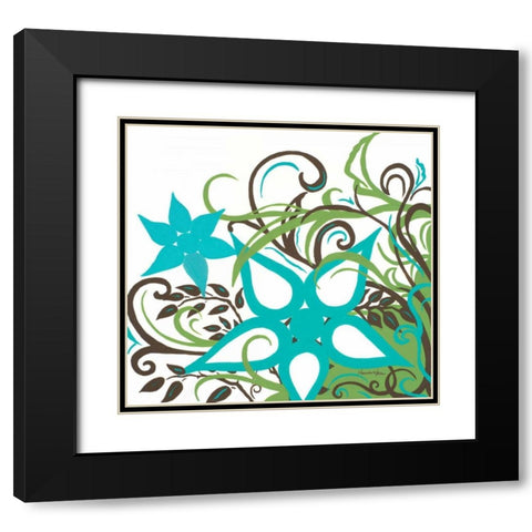 Floral Twist I Black Modern Wood Framed Art Print with Double Matting by Hakimipour-Ritter