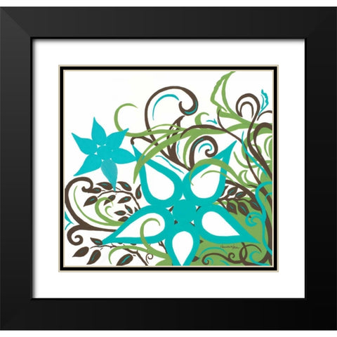 Floral Twist I Black Modern Wood Framed Art Print with Double Matting by Hakimipour-Ritter