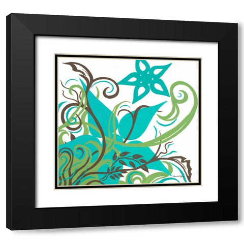 Floral Twist II Black Modern Wood Framed Art Print with Double Matting by Hakimipour-Ritter