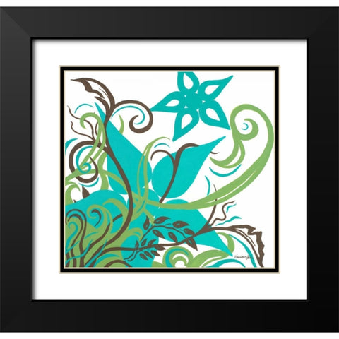 Floral Twist II Black Modern Wood Framed Art Print with Double Matting by Hakimipour-Ritter