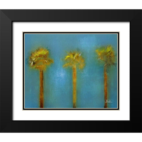 Three Palms I Black Modern Wood Framed Art Print with Double Matting by Pinto, Patricia