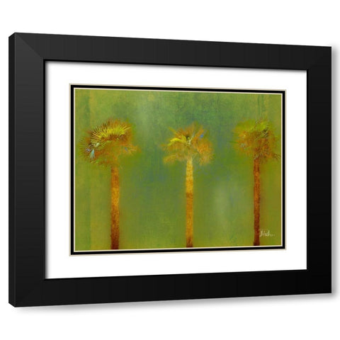 Three Palms II Black Modern Wood Framed Art Print with Double Matting by Pinto, Patricia