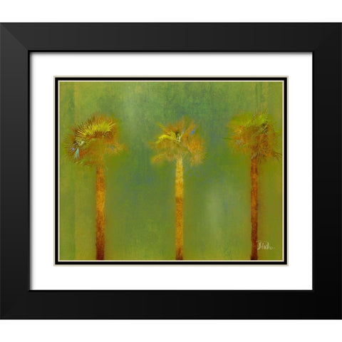 Three Palms II Black Modern Wood Framed Art Print with Double Matting by Pinto, Patricia