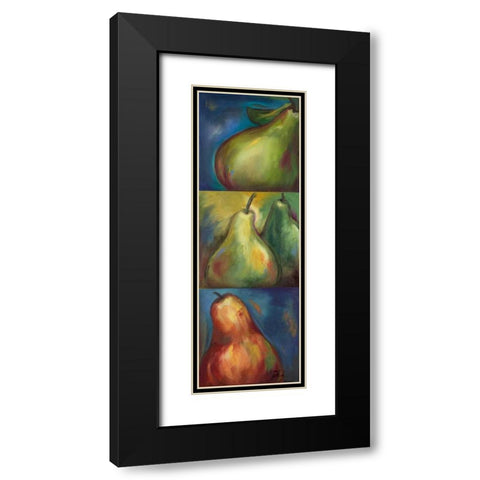 Pears 3 in 1 I Black Modern Wood Framed Art Print with Double Matting by Pinto, Patricia