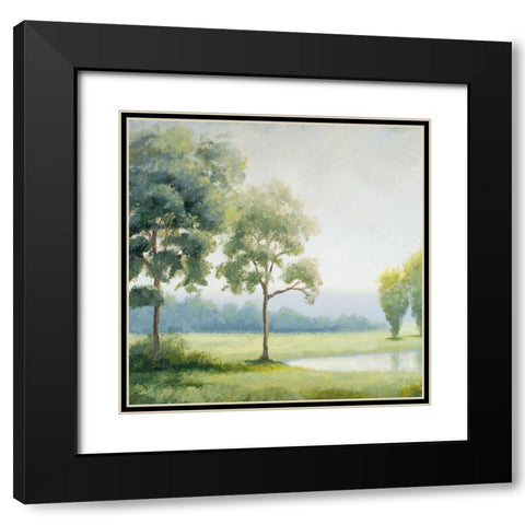 Green Land Square I Black Modern Wood Framed Art Print with Double Matting by Marcon, Michael