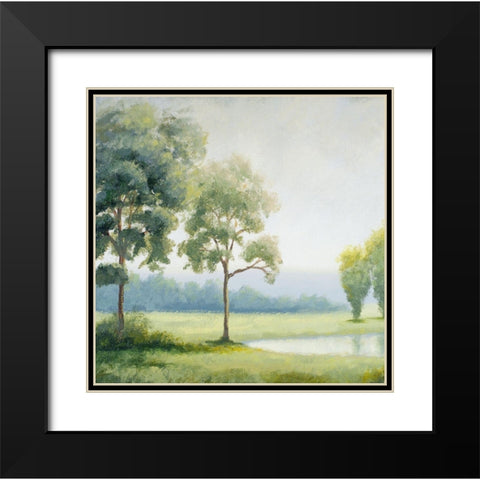 Green Land Square I Black Modern Wood Framed Art Print with Double Matting by Marcon, Michael