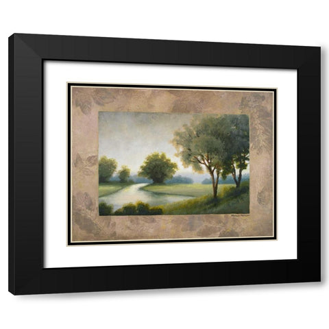 Green Land II Black Modern Wood Framed Art Print with Double Matting by Marcon, Michael