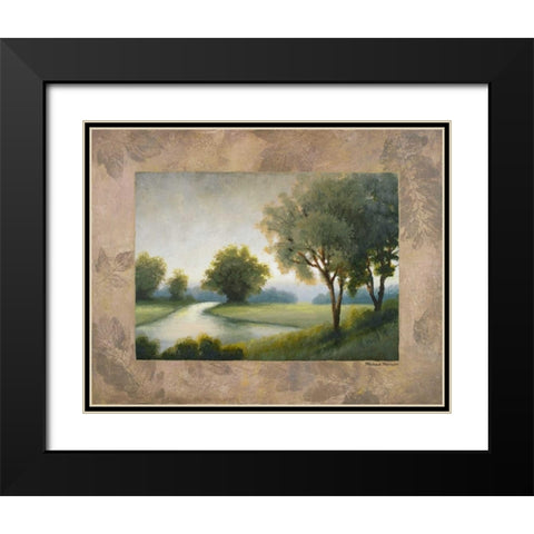 Green Land II Black Modern Wood Framed Art Print with Double Matting by Marcon, Michael