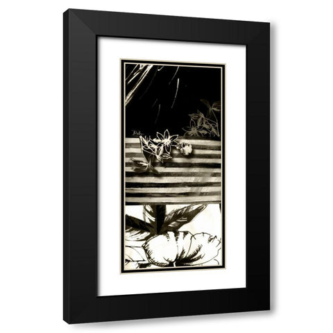 Black and White Leaves I Black Modern Wood Framed Art Print with Double Matting by Pinto, Patricia