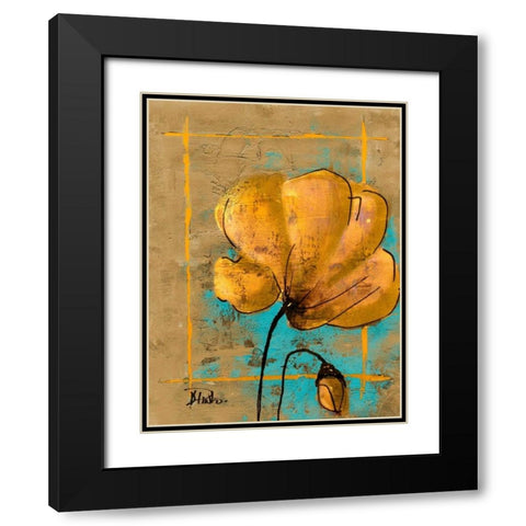 Golden Artistic Poppy II Black Modern Wood Framed Art Print with Double Matting by Pinto, Patricia