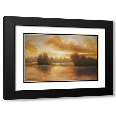 Golden Lake Glow I Black Modern Wood Framed Art Print with Double Matting by Marcon, Michael