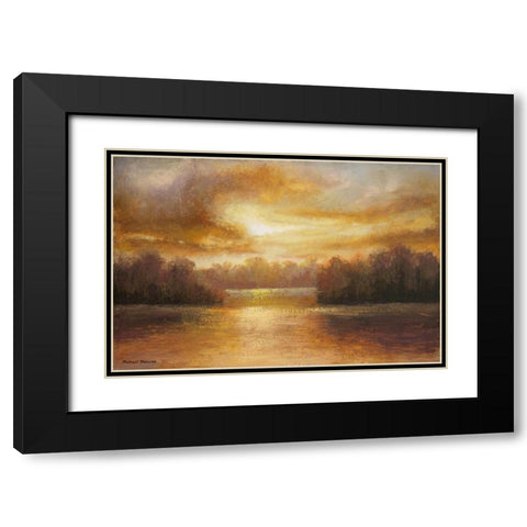 Golden Lake Glow II Black Modern Wood Framed Art Print with Double Matting by Marcon, Michael