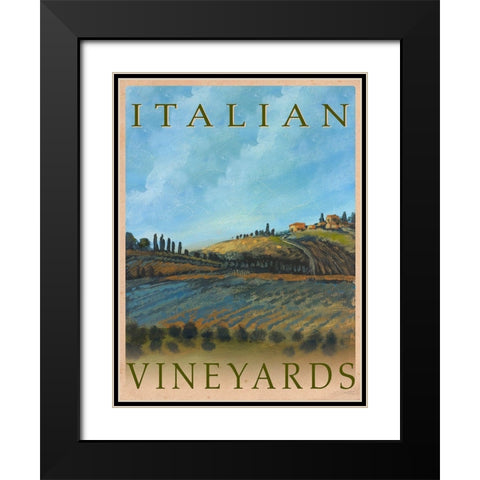 Italian Vineyards Black Modern Wood Framed Art Print with Double Matting by Kingsley