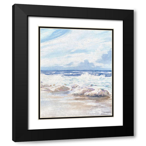 Crashing Waves Black Modern Wood Framed Art Print with Double Matting by Kingsley