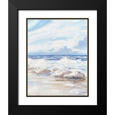 Crashing Waves Black Modern Wood Framed Art Print with Double Matting by Kingsley