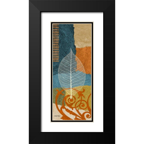 Blue Leaf I Black Modern Wood Framed Art Print with Double Matting by Marcon, Michael