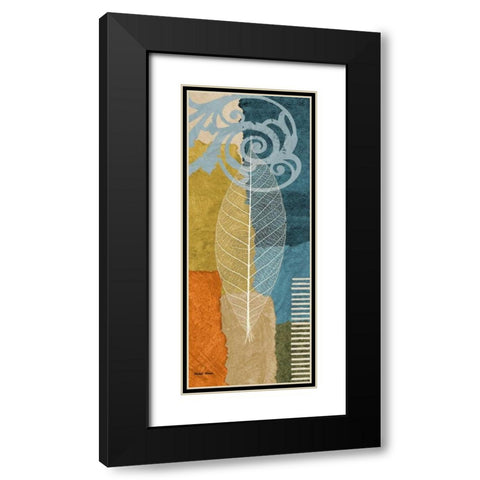 Blue Leaf II Black Modern Wood Framed Art Print with Double Matting by Marcon, Michael
