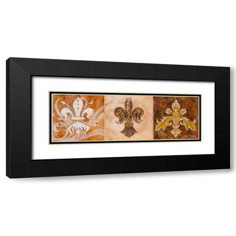Fleur de Lis Trio Black Modern Wood Framed Art Print with Double Matting by Riker, Thomas