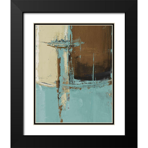Oxido on Teal I Black Modern Wood Framed Art Print with Double Matting by Pinto, Patricia
