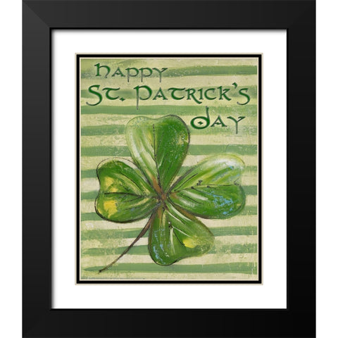 St. Patricks Four Leaf Clover Black Modern Wood Framed Art Print with Double Matting by Pinto, Patricia