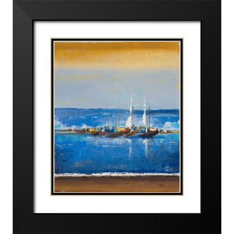 Blue Ocean I Black Modern Wood Framed Art Print with Double Matting by Pinto, Patricia