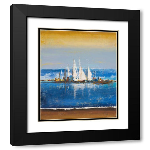 Blue Ocean II Black Modern Wood Framed Art Print with Double Matting by Pinto, Patricia