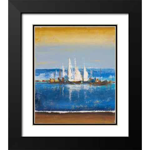 Blue Ocean II Black Modern Wood Framed Art Print with Double Matting by Pinto, Patricia