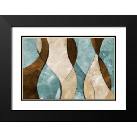 Blue Lyrical I Black Modern Wood Framed Art Print with Double Matting by Loreth, Lanie