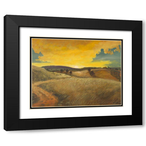 Bella Landscape Black Modern Wood Framed Art Print with Double Matting by Kingsley