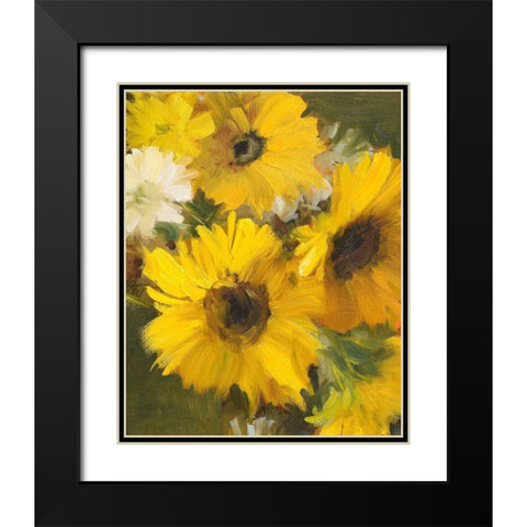 Bright Yellow Sunflowers Black Modern Wood Framed Art Print with Double Matting by Loreth, Lanie