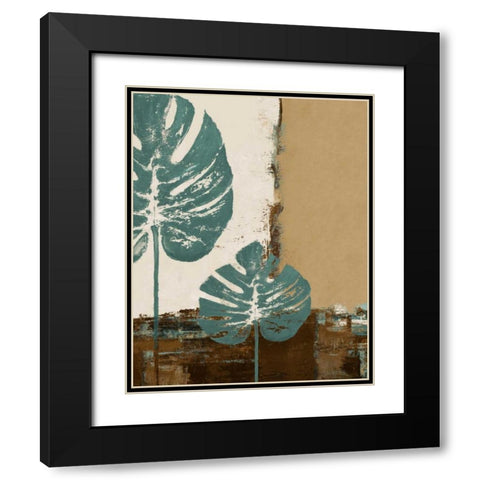 Blue Leaves I Black Modern Wood Framed Art Print with Double Matting by Pinto, Patricia