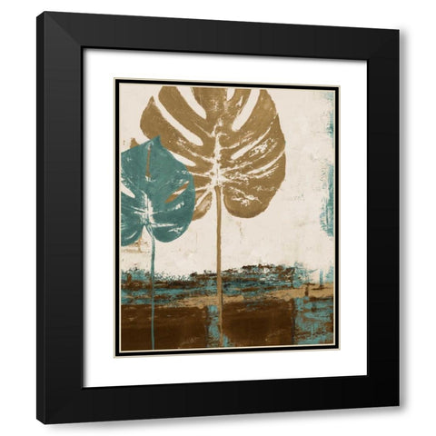 Blue Leaves II Black Modern Wood Framed Art Print with Double Matting by Pinto, Patricia