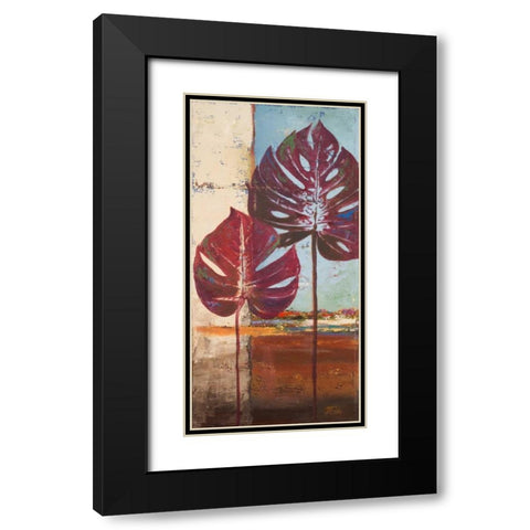 Red Leaves II Black Modern Wood Framed Art Print with Double Matting by Pinto, Patricia