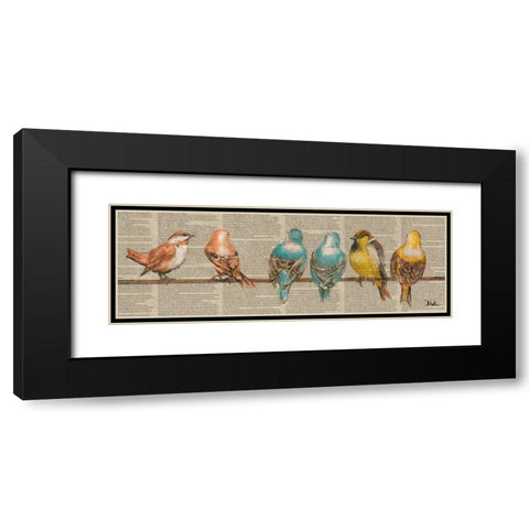 Gleeful Newsprint I Black Modern Wood Framed Art Print with Double Matting by Pinto, Patricia