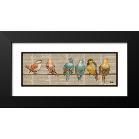 Gleeful Newsprint I Black Modern Wood Framed Art Print with Double Matting by Pinto, Patricia