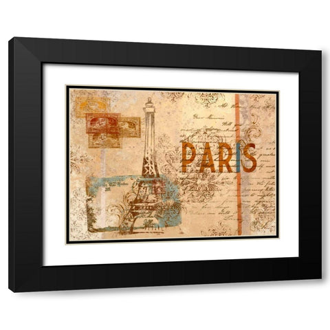 Paris Postcard Black Modern Wood Framed Art Print with Double Matting by SD Graphics Studio