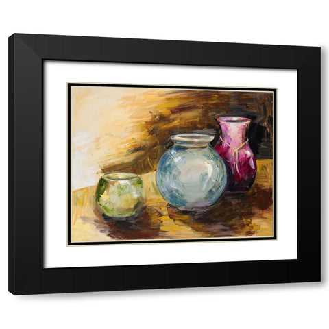Jeweled Vases Black Modern Wood Framed Art Print with Double Matting by French-Roussia, Heather A.