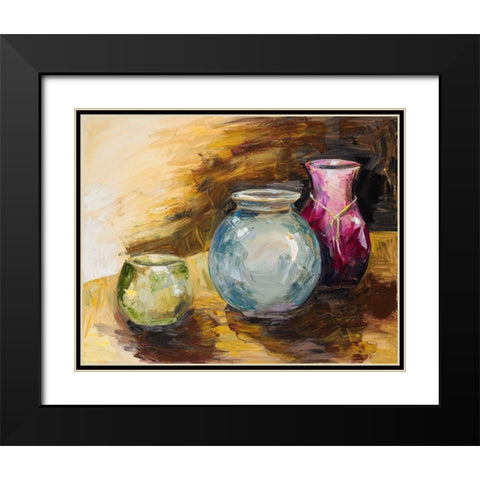 Jeweled Vases Black Modern Wood Framed Art Print with Double Matting by French-Roussia, Heather A.