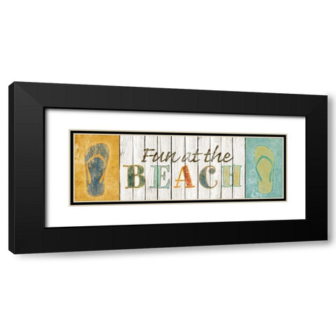 Fun at the Beach Black Modern Wood Framed Art Print with Double Matting by SD Graphics Studio