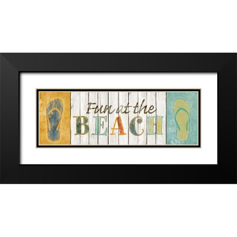 Fun at the Beach Black Modern Wood Framed Art Print with Double Matting by SD Graphics Studio