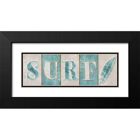 Surf Black Modern Wood Framed Art Print with Double Matting by SD Graphics Studio